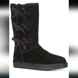 Koolaburra By Ugg Big Girls Black Victoria Faux Shearling Lined Short Boot 2